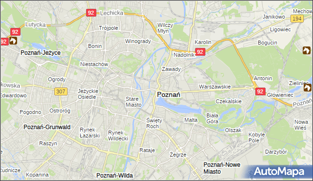 mapa Poznania, Poznań na mapie Targeo