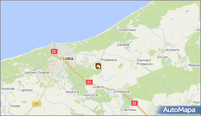 mapa Przewłoka gmina Ustka, Przewłoka gmina Ustka na mapie Targeo