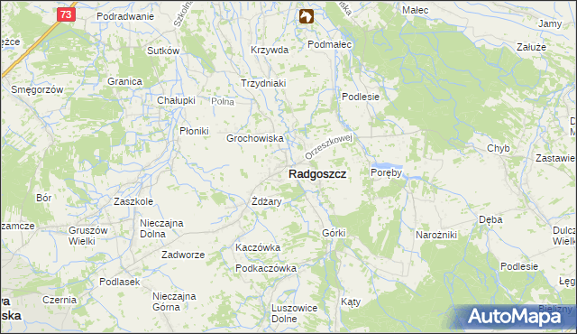 mapa Radgoszcz powiat dąbrowski, Radgoszcz powiat dąbrowski na mapie Targeo