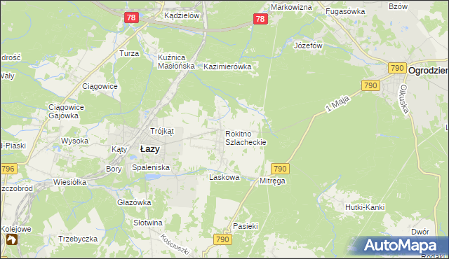 mapa Rokitno Szlacheckie, Rokitno Szlacheckie na mapie Targeo