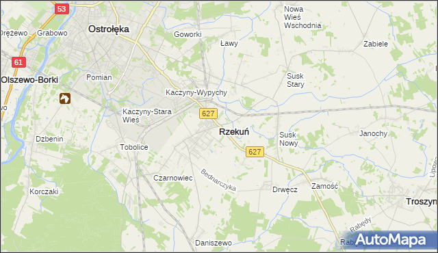 mapa Rzekuń, Rzekuń na mapie Targeo