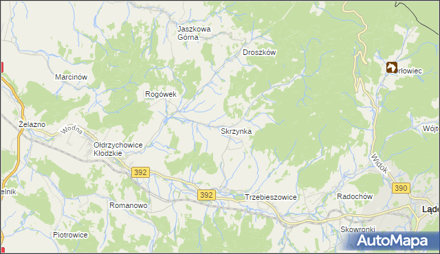 mapa Skrzynka gmina Lądek-Zdrój, Skrzynka gmina Lądek-Zdrój na mapie Targeo