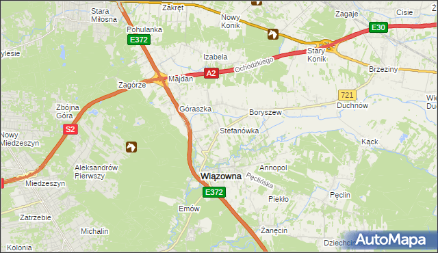 mapa Stefanówka gmina Wiązowna, Stefanówka gmina Wiązowna na mapie Targeo