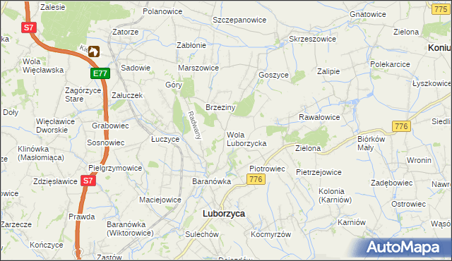 mapa Wola Luborzycka, Wola Luborzycka na mapie Targeo
