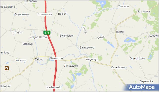 mapa Zajączkowo gmina Chełmża, Zajączkowo gmina Chełmża na mapie Targeo