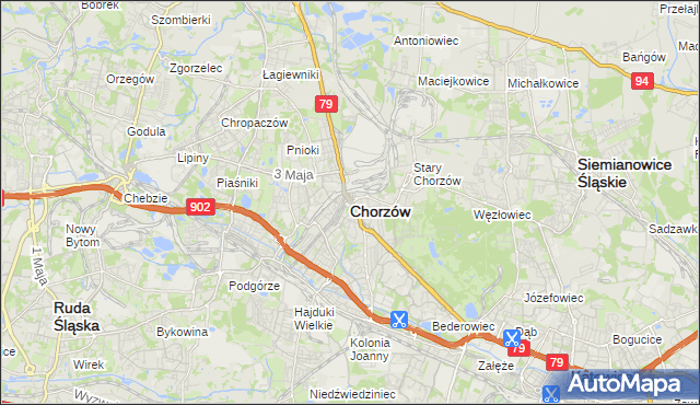 mapa Chorzów, Chorzów na mapie Targeo