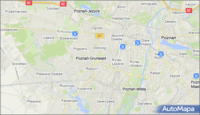 mapa Łazarz gmina Poznań, Łazarz gmina Poznań na mapie Targeo