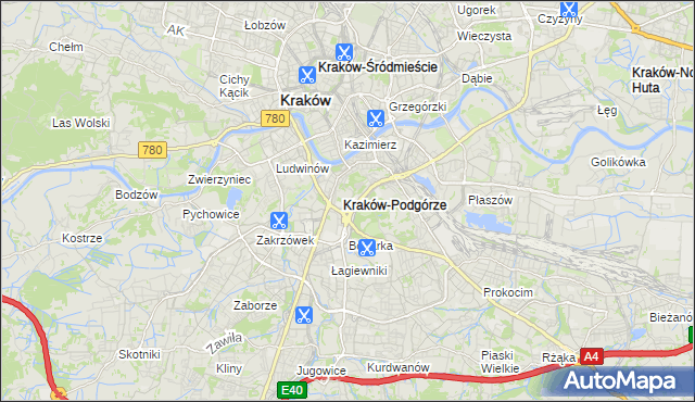 mapa Podgórze gmina Kraków, Podgórze gmina Kraków na mapie Targeo