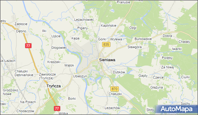 mapa Sieniawa powiat przeworski, Sieniawa powiat przeworski na mapie Targeo