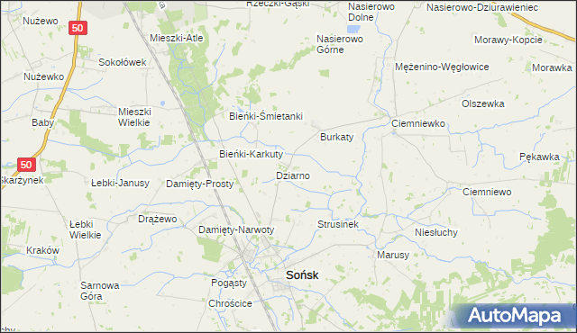 mapa Strusin, Strusin na mapie Targeo