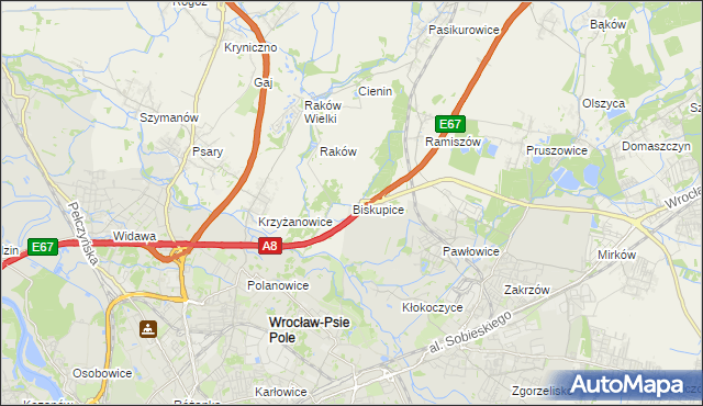 mapa Biskupice gmina Wisznia Mała, Biskupice gmina Wisznia Mała na mapie Targeo