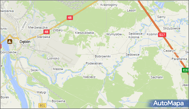 mapa Bobrowniki gmina Ryki, Bobrowniki gmina Ryki na mapie Targeo