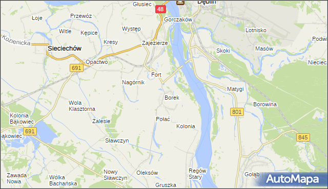 mapa Borek gmina Gniewoszów, Borek gmina Gniewoszów na mapie Targeo