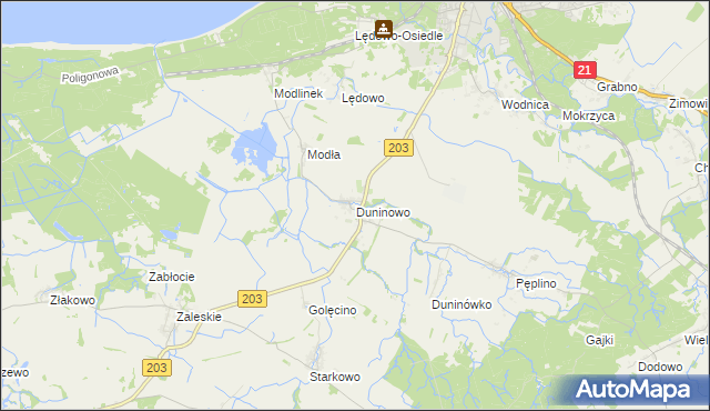 mapa Duninowo, Duninowo na mapie Targeo