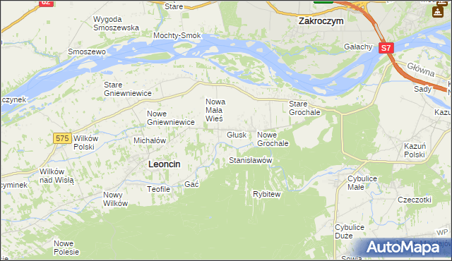 mapa Głusk gmina Leoncin, Głusk gmina Leoncin na mapie Targeo