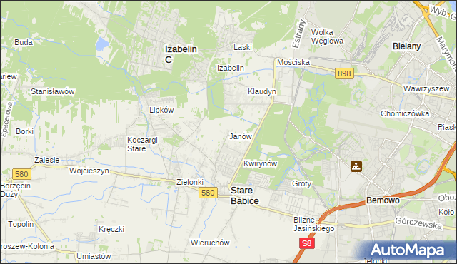 mapa Janów gmina Stare Babice, Janów gmina Stare Babice na mapie Targeo
