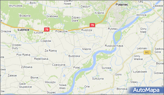 mapa Maśnik, Maśnik na mapie Targeo