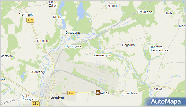 mapa Niemierzyno gmina Świdwin, Niemierzyno gmina Świdwin na mapie Targeo