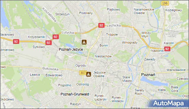 mapa Niestachów gmina Poznań, Niestachów gmina Poznań na mapie Targeo