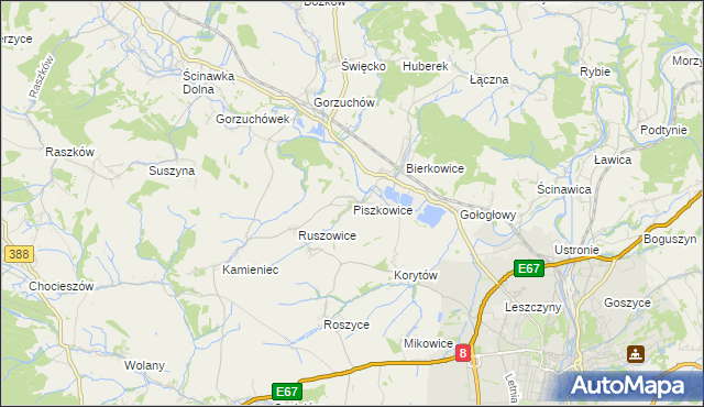 mapa Piszkowice, Piszkowice na mapie Targeo