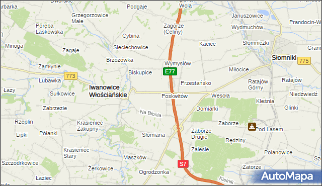 mapa Poskwitów, Poskwitów na mapie Targeo