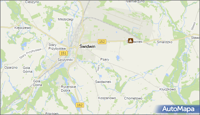 mapa Psary gmina Świdwin, Psary gmina Świdwin na mapie Targeo