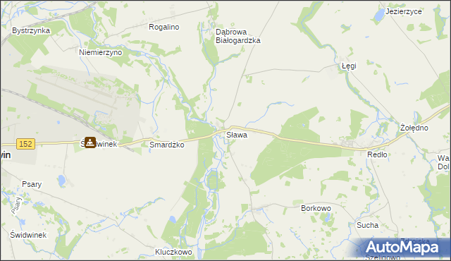 mapa Sława gmina Świdwin, Sława gmina Świdwin na mapie Targeo