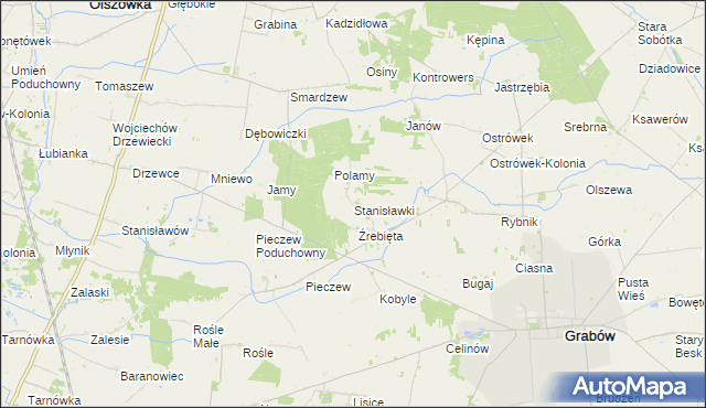 mapa Stanisławki gmina Grabów, Stanisławki gmina Grabów na mapie Targeo