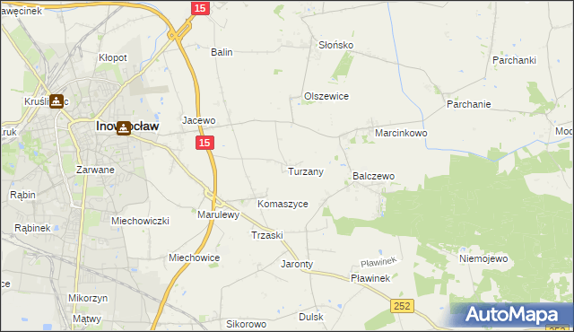 mapa Turzany gmina Inowrocław, Turzany gmina Inowrocław na mapie Targeo
