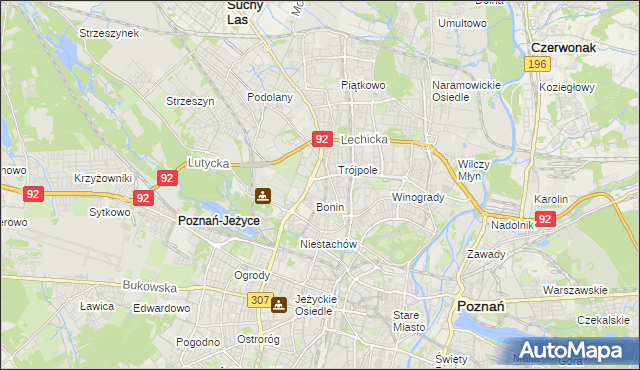 mapa Winiary gmina Poznań, Winiary gmina Poznań na mapie Targeo