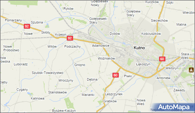 mapa Woźniaków, Woźniaków na mapie Targeo