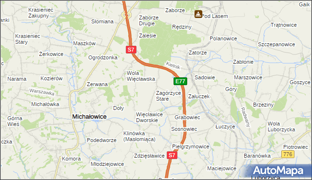 mapa Zagórzyce Stare, Zagórzyce Stare na mapie Targeo