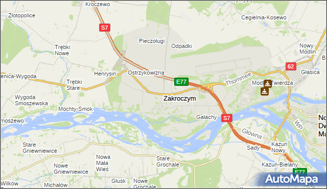 mapa Zakroczym, Zakroczym na mapie Targeo