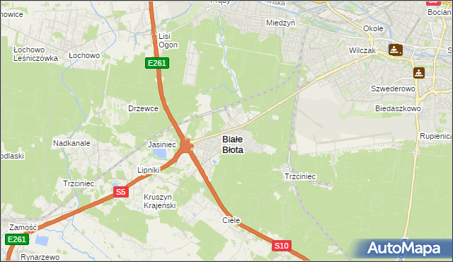 mapa Białe Błota powiat bydgoski, Białe Błota powiat bydgoski na mapie Targeo