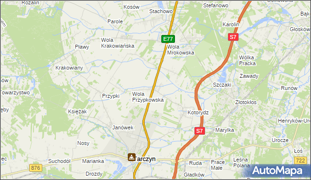 mapa Grzędy gmina Tarczyn, Grzędy gmina Tarczyn na mapie Targeo