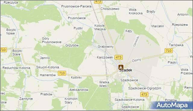 mapa Karczówek gmina Szadek, Karczówek gmina Szadek na mapie Targeo