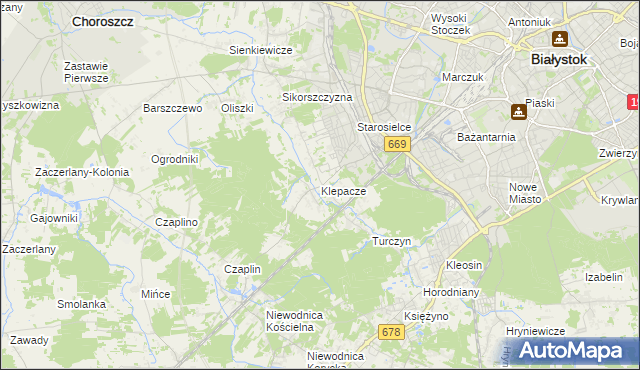 mapa Klepacze gmina Choroszcz, Klepacze gmina Choroszcz na mapie Targeo