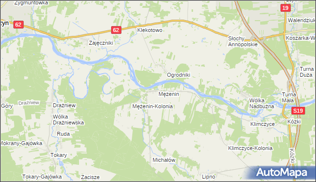 mapa Mężenin gmina Platerów, Mężenin gmina Platerów na mapie Targeo