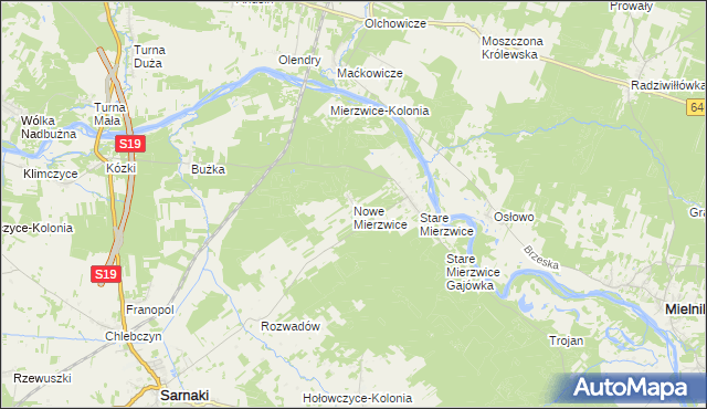 mapa Nowe Mierzwice, Nowe Mierzwice na mapie Targeo