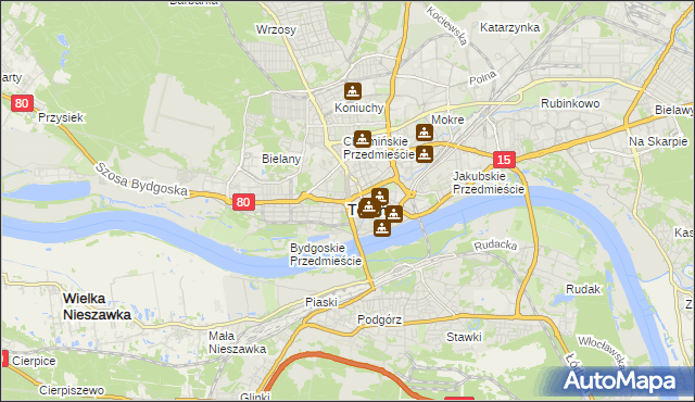 mapa Torunia, Toruń na mapie Targeo