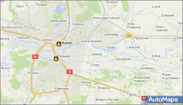 mapa Zalesie gmina Krzymów, Zalesie gmina Krzymów na mapie Targeo