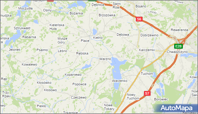 mapa Warzno, Warzno na mapie Targeo