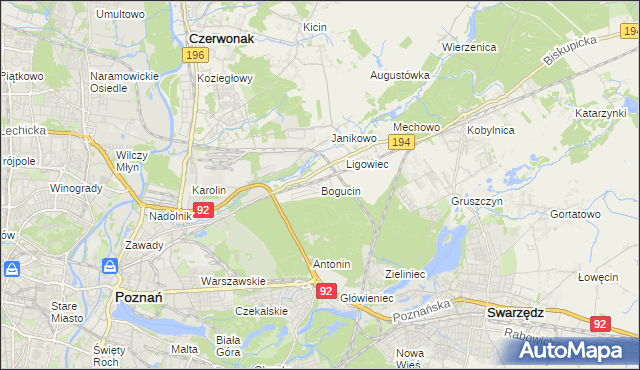 mapa Bogucin gmina Swarzędz, Bogucin gmina Swarzędz na mapie Targeo