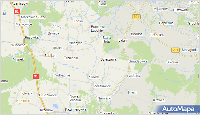mapa Dzierżawa, Dzierżawa na mapie Targeo