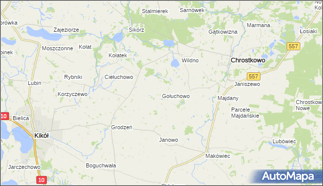 mapa Gołuchowo, Gołuchowo na mapie Targeo