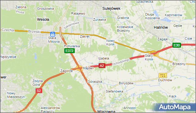 mapa Izabela gmina Wiązowna, Izabela gmina Wiązowna na mapie Targeo