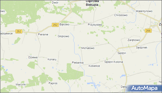 mapa Michałowo gmina Zakrzewo, Michałowo gmina Zakrzewo na mapie Targeo