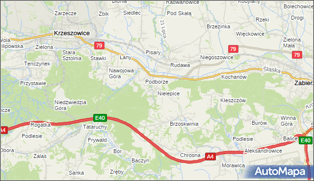 mapa Nielepice, Nielepice na mapie Targeo