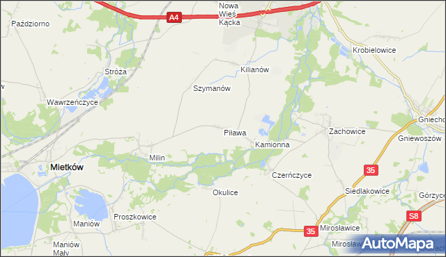 mapa Piława gmina Mietków, Piława gmina Mietków na mapie Targeo