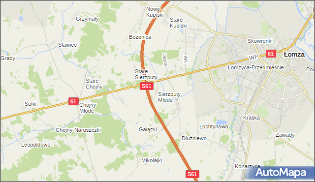 mapa Sierzputy Młode, Sierzputy Młode na mapie Targeo